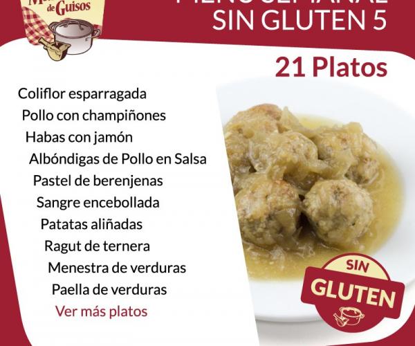 Pack Menú Semanal Sin Gluten 5. Asesorados por ASPROCESE-FACE RESTAURACIÓN.
