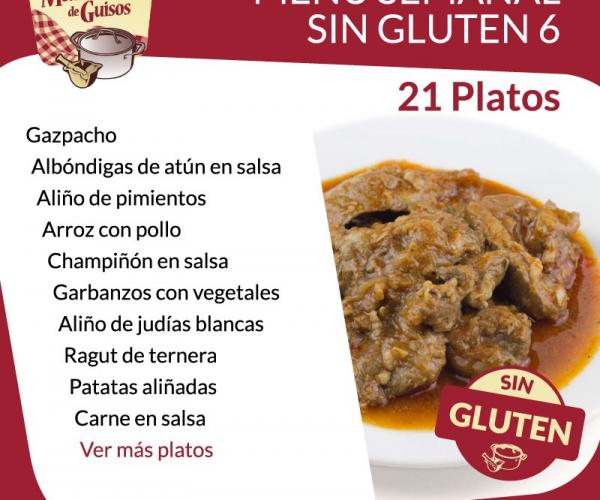 Pack Menú Semanal Sin Gluten 6. Asesorados por ASPROCESE-FACE RESTAURACIÓN.